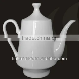 KC-00833 White Ceramic Tea Pot Withlid and Handle thumbnail-1