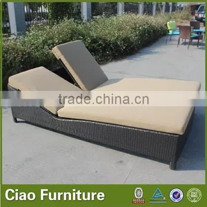 Outdoor Pool Rattan Double Red Sun Lounger Furniture thumbnail-3
