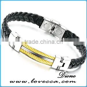Bulk 316L Titanium Women / Mens Braided Leather Bracelet Wholesale thumbnail-2
