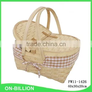 Cheap Wood Chip Empty Picnic Basket thumbnail-2
