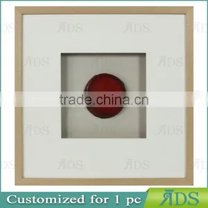 Shadow Box Frame With A Light Gray Wash And Encasing Colorful Natural Agate Under Glass thumbnail-2