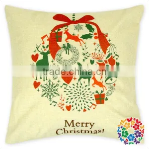 17.7" x 17.7 " High Quality Hemp Christmas Deer Pillow Case for Sofa thumbnail-2