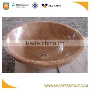 Wooden Yellow Marble Bathroom Basin Price thumbnail-1