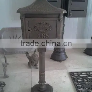Euro Style Cast Iron Aluminum Letter Post Mailbox, Lighted Post Mailbox thumbnail-1