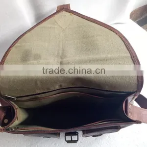 High Quality Handmade Vintage Pure Goat Leather Satchel Bag thumbnail-4