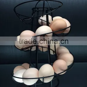 Novelty ECO-friendly Iron Wire Black Silver Metal Egg Stand Rack Spiral Egg Holder for Kitchen Storage thumbnail-1