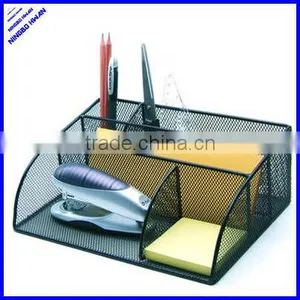 5 Divided Compartment Silver Metal Mesh Desk Organizer Stationery thumbnail-1