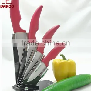 4 Pieces Red Color Handle Zirconia Chef/Utility/Paring Knife thumbnail-1