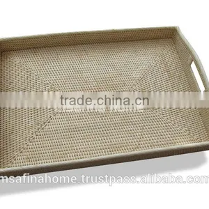 Rectangle Full Rattan Tray With Handles thumbnail-1