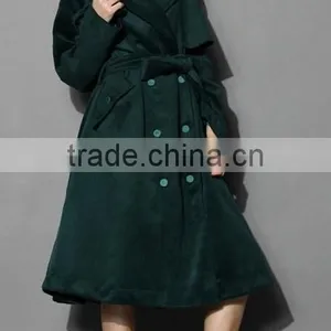 2014 Winter Storm Flap Self-tie Belted Wool Blend Coat ,cold Winter Outside Wear ,Double Breasted Wool Coat thumbnail-4