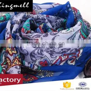 Customized Fashion Pure Digital Print Silk Scarf With Bright Vivid Colors thumbnail-3
