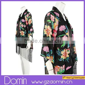 New Fahison Women Printed Kimono Jacket Ladies Cardigan Ladies Silk Kimono thumbnail-2