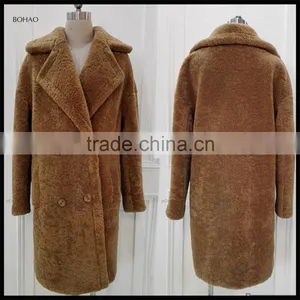 Comfortable Cheap High Quality Long Lamb Faux Skin Fur Coats thumbnail-2