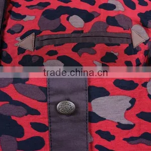 New Arrival Cotton Poplin Long Sleeve Red Leopard Printed Shirts for Ladies thumbnail-5