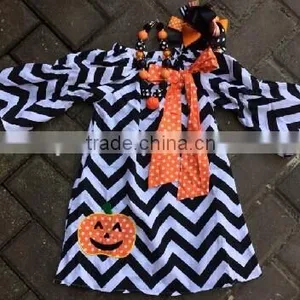 Baby Girls Halloween Dress Black Chevron Pumpkin Dress Halloween Cheap Dress Kids Boutique Dress Halloween Peasant Dress 2015 thumbnail-1
