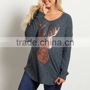 Hot-selling Promotional Beautiful Sequin Printing Maternity Top thumbnail-2
