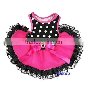 NEW Black Polka Dots Hot Pink Lace Tutu Pets Dogs Clothes Party Dress XS-L thumbnail-1