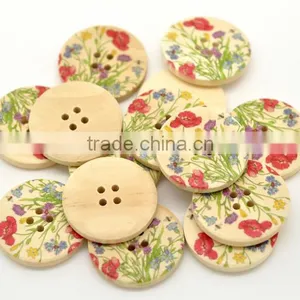 Bulk Sale Scrapbooking Flower 4 Holes Wood Painting Sewing Buttons thumbnail-1