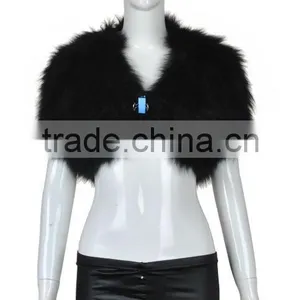 YR124 Tongxiang Fur Factory Fox Hand Knitted Fur Vest/Wholesale Fur Shrug With Elastic thumbnail-3