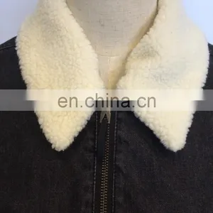 Factory OEM Padding Sherpa Collar Denim Jacket Women Wholesale thumbnail-4