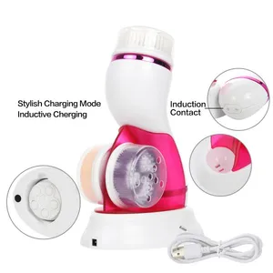 4-1 Rechargeable Facial Cleaning Brush 2019 Amazon Hot Sale Electric Face Scrubber Massage Waterproof Portable Skin Care Tool thumbnail-3