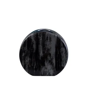 Creative Black Metal Semicircle Flat Jingdezhen Ceramic Vase For Showroom Table Decor thumbnail-5