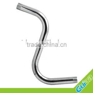 Brass Polished Chrome Solid Brass S-Shaped Shower Arm thumbnail-1