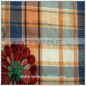 Check Pattern Fabric With Embroidered Flower thumbnail-1