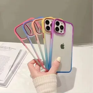 Hot Sale Fresh Two Color Gadient 14/12/11 Pro Max Perfect Fit Ultra Thin Clear Transparent Tpu For Iphone 13/7 Mobile Phone Case thumbnail-1