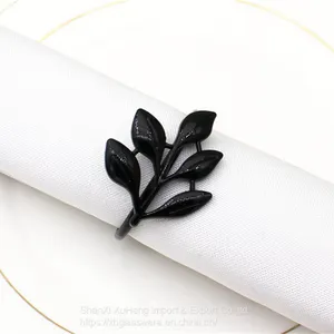 Decorative Leaf Design Shiny Polished Wedding Tabletop Metal Napkin Ring thumbnail-5