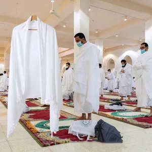 Wholesale Custom Arab Muslim Men Ihram Ehram Ahram Hajj Umrah Adult 2 Piece Towel Prayer thumbnail-2
