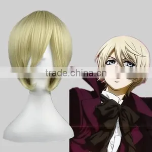 High Quality 35cm Short Straight Black Butler Wig Alois Trancy Beige Synthetic Anime Wig Cosplay Costume Hair Wig Party Wig Quality Choice thumbnail-1