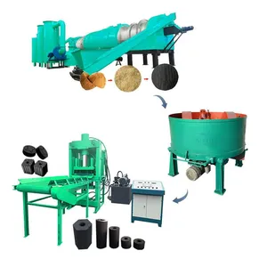 Full Set Coconut Husk Coffee Grounds Charcoal Making Equipment Cube Stick Charcoal Briquette Machine EPC thumbnail-1