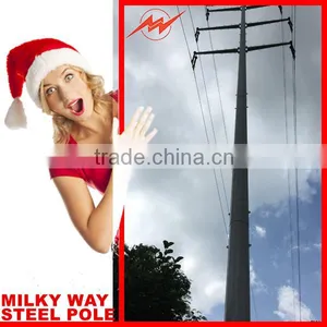 Round Galvanized 33kv Transmission Line Steel Pole Tower Supplier thumbnail-1