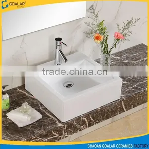 One Faucet Hole Smooth Corner Square Ceramic Art Basin thumbnail-1