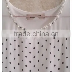 Simple Wave Point Chiffon T-shirt O-neck Girls T-shirt thumbnail-2