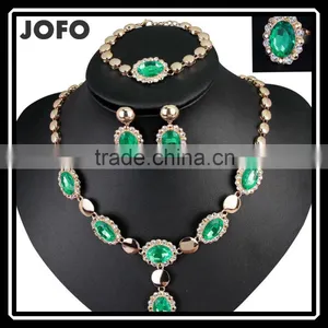 European And American Fashion Green Color Crystal Alloy Rhinestone Jewelry Set thumbnail-1