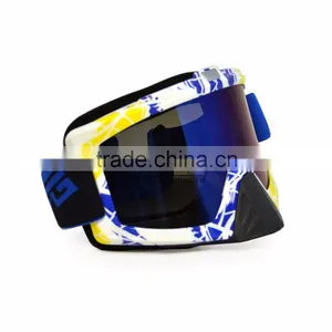 BJ-MG-013A Manufacturer Adult Reflective Yellow & Blue Frame Motorcycle Motocross Goggles thumbnail-6