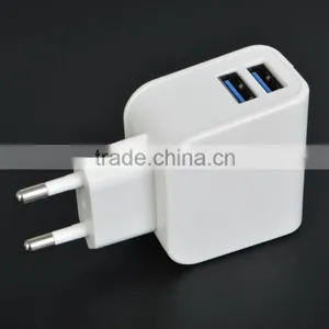 Coolsell High Quality Euro Style 2 Usb Port Fast Charger 2A Usb Travel Wall Charger thumbnail-1