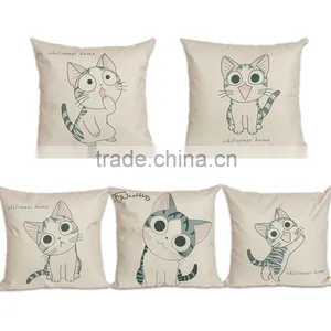 Home Decorative Cat Printing Linen Cheap Cushion Cover thumbnail-1