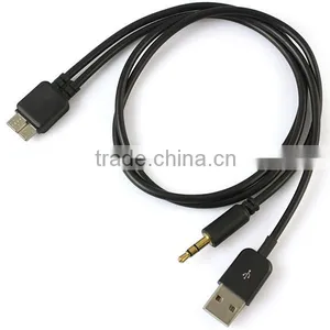 Car Stereo 3.5mm AUX Audio Micro USB Power Charging Cable For Samsung Galaxy Note 3 S5 thumbnail-1