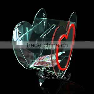 GH-RJ014 Heart Shape Acrylic Donation Box ,Durable Acrylic Donation Box Quality Choice thumbnail-3