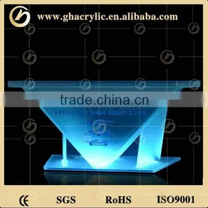 YZ-0076 Clear Acrylic Podium Night Bar Table With LED Light, Night Bar DJ Facade thumbnail-1