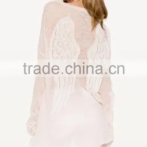 Woman Wildfox5 Knitted Guardian Angel Wings Sweater Autumn Winter Loose Top 8016 thumbnail-1