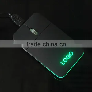 Laptop USB Wired Super Slim Flat Mouse With LED Logo thumbnail-4