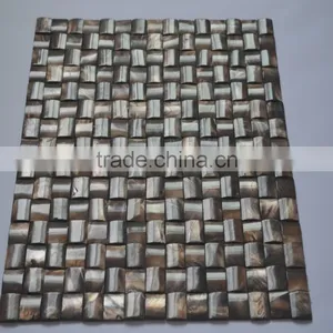 Wave Colored Brown River Shell Mosaic Tile,seamless on Mesh thumbnail-1