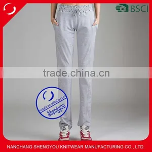 Wholesale Custom 100% Polyester Grey Women Yoga Sweat Pants thumbnail-1