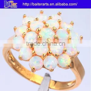 NEW Halo Set Zirconia White Fire Opal Gemstone Ring 925 Silver Silver Opal Ring With Opal Stone thumbnail-6