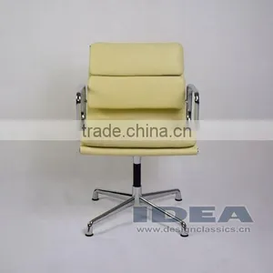 Replica Charles Low Back Soft Pad Meeting Chair - Cream White Color Genuine Leather thumbnail-2