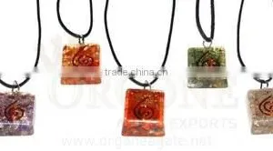 Square Pendant Chakra Set | Orgone Square Pendant-Orgonite Pendant-Orgone Energy (With Cord) | Chakra Wholesale Sets thumbnail-1